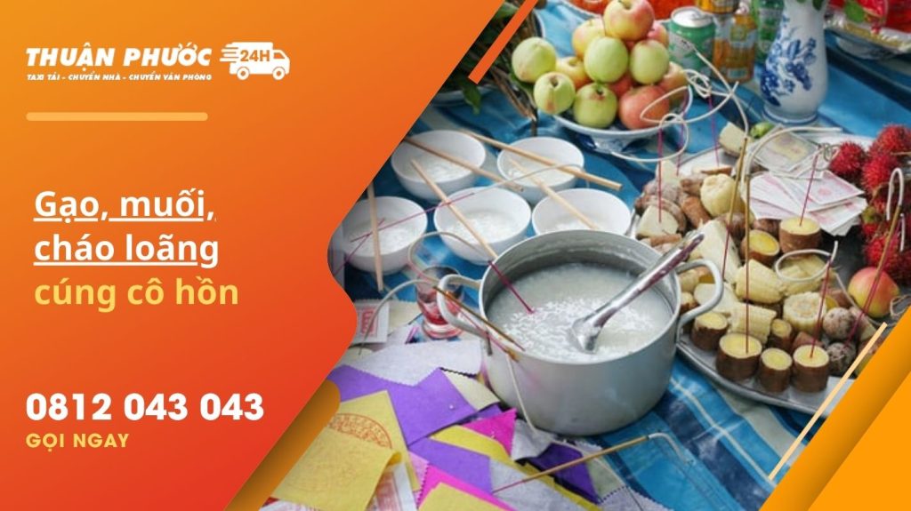 Gạo, muối, cháo loãng trong mâm cúng cô hồn